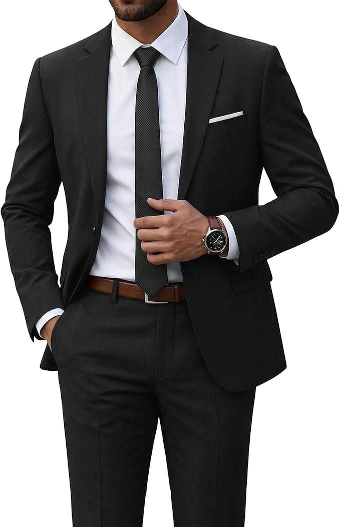 Stylish black suit for prom and wedding