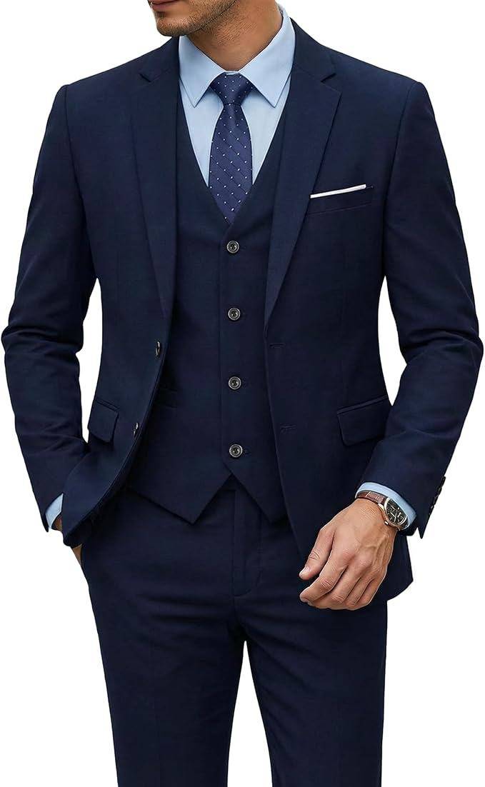 An exquisite mens three-piece suit in deep blue!